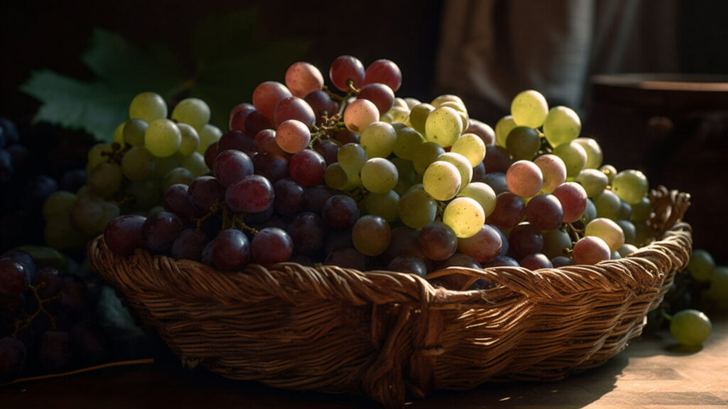 Weintrauben in einem Korb